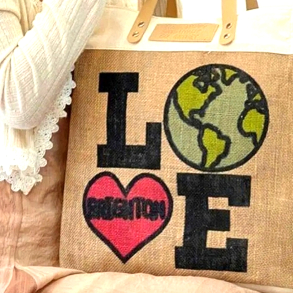 Brighton Jute Tote Love the Earth